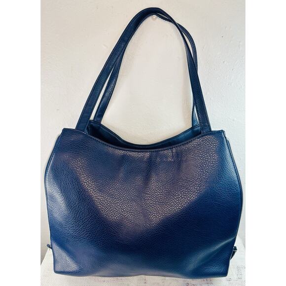 Kenneth Cole Reaction Navy Purse Lock And Zip Sides - Picture 2 of 11